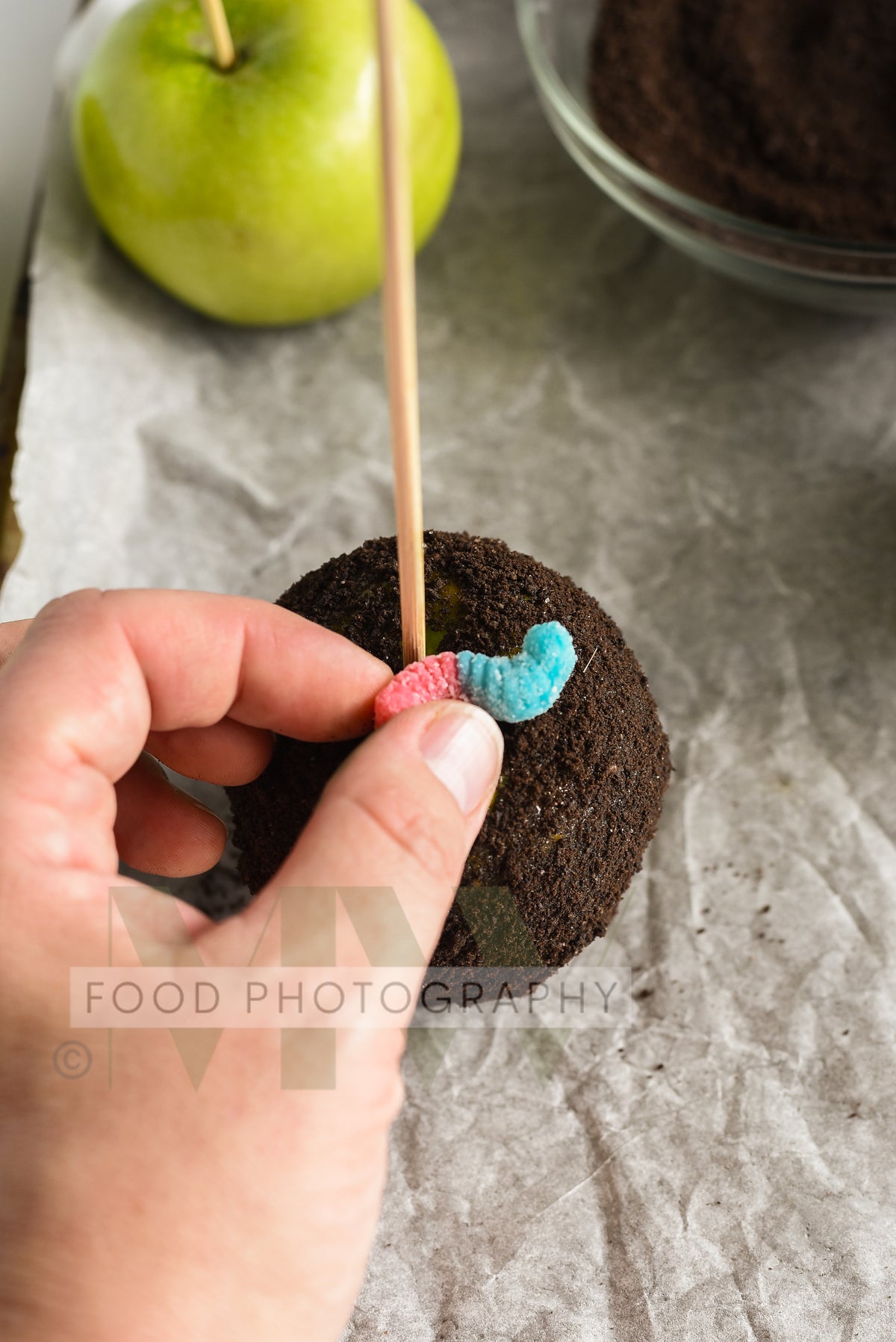 Dirt & Worms Caramel Apples