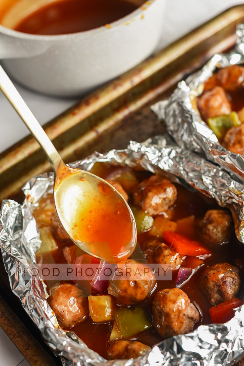 Foil Packet Sweet & Sour Meatballs