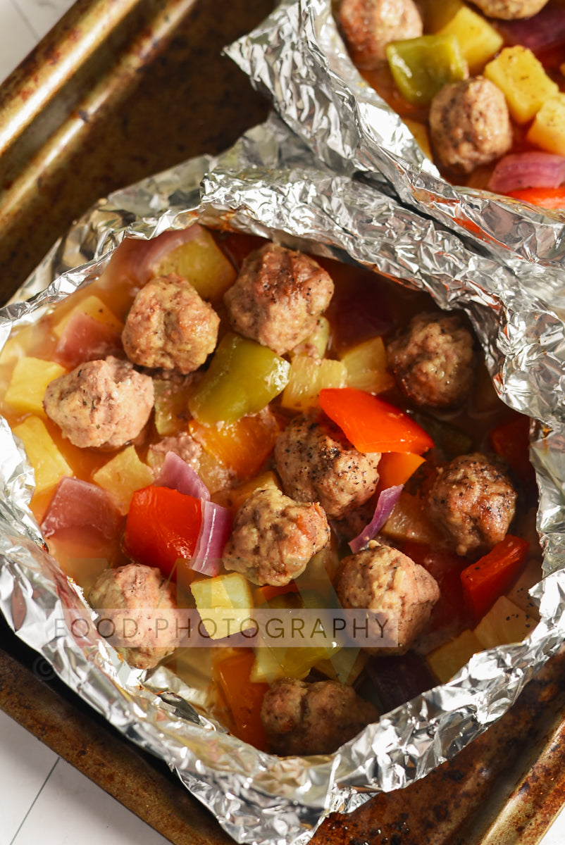 Foil Packet Sweet & Sour Meatballs