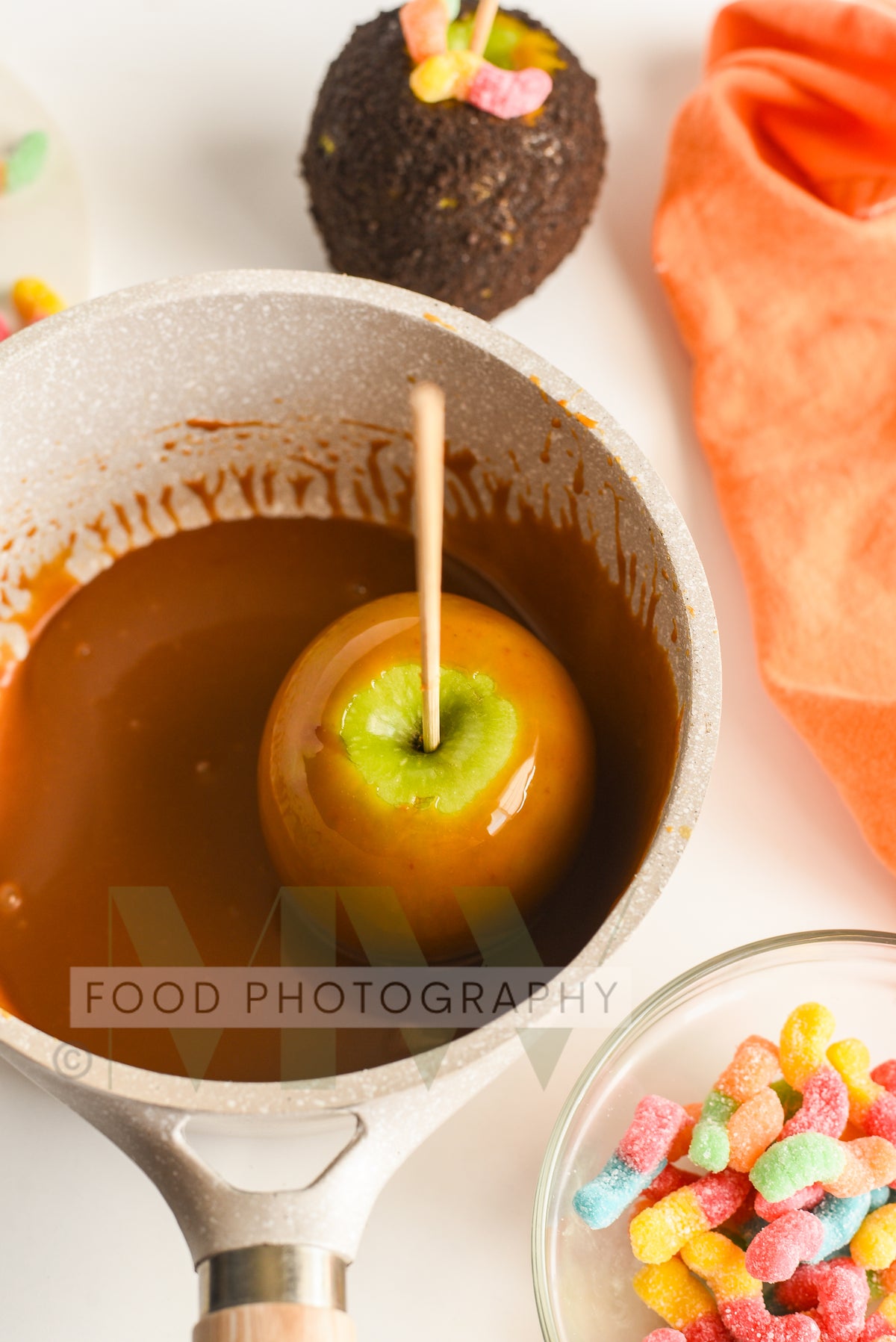 Dirt & Worms Caramel Apples