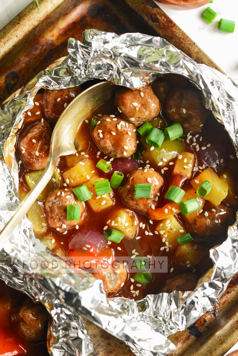 Foil Packet Sweet & Sour Meatballs