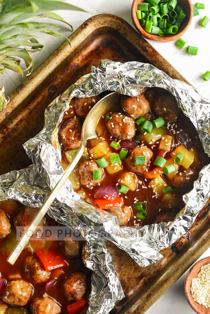 Foil Packet Sweet & Sour Meatballs