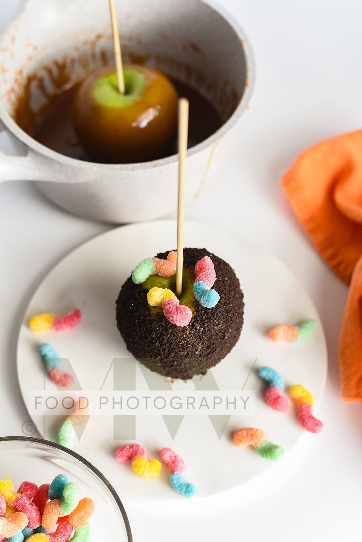 Dirt & Worms Caramel Apples