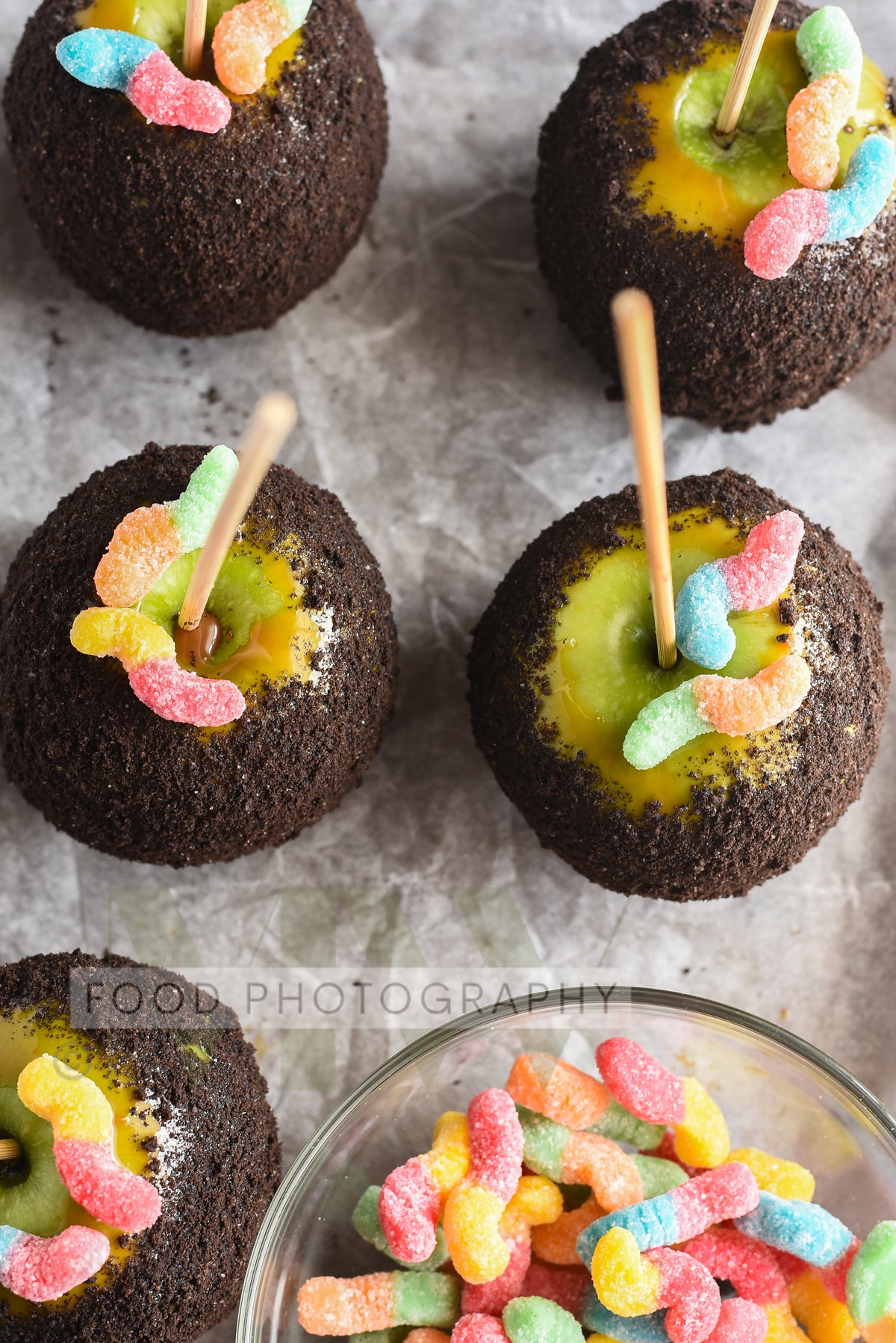 Dirt & Worms Caramel Apples