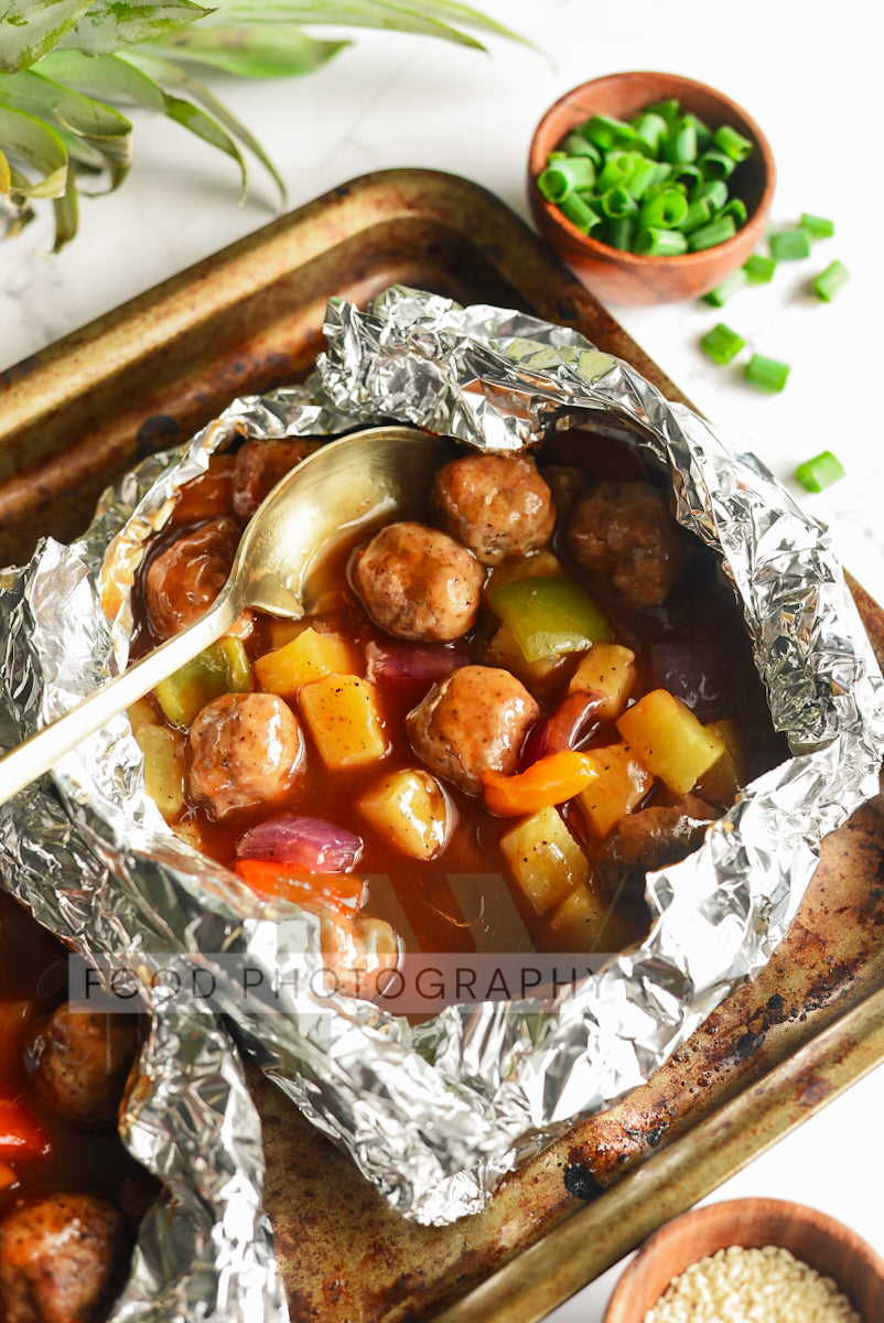 Foil Packet Sweet & Sour Meatballs