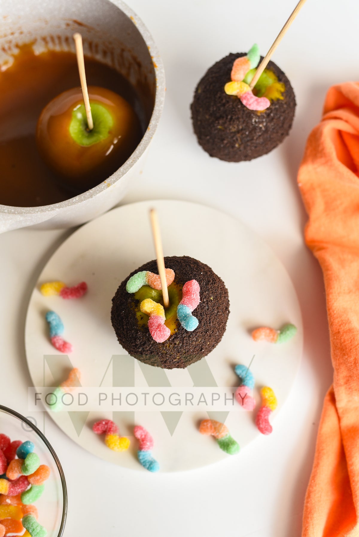 Dirt & Worms Caramel Apples