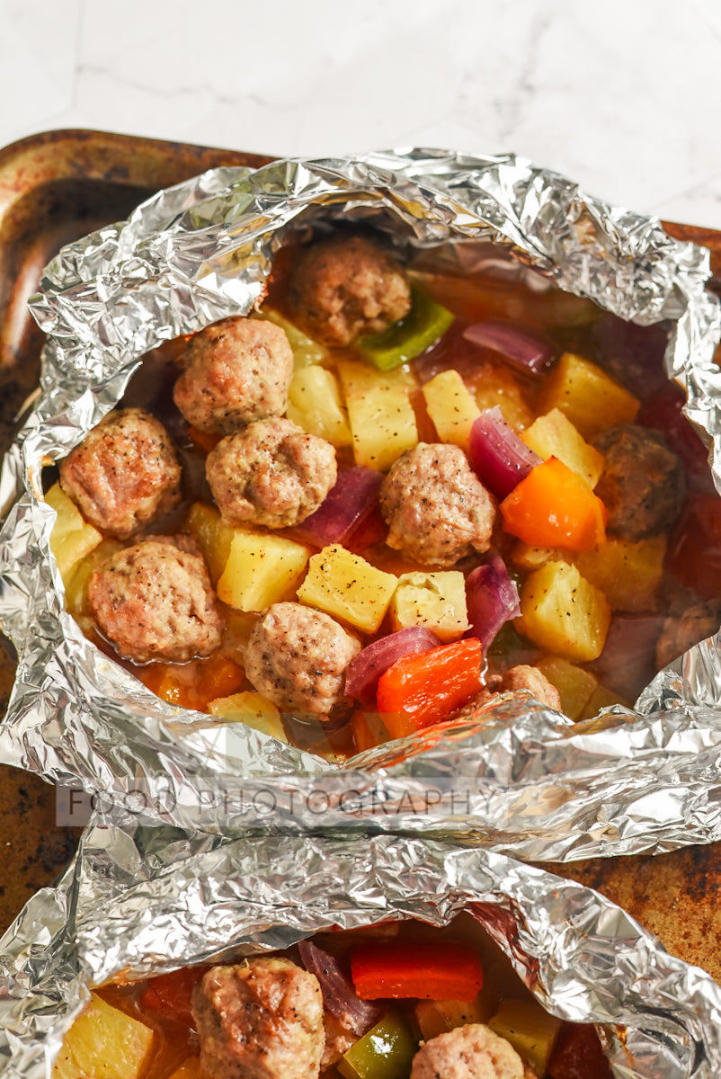 Foil Packet Sweet & Sour Meatballs