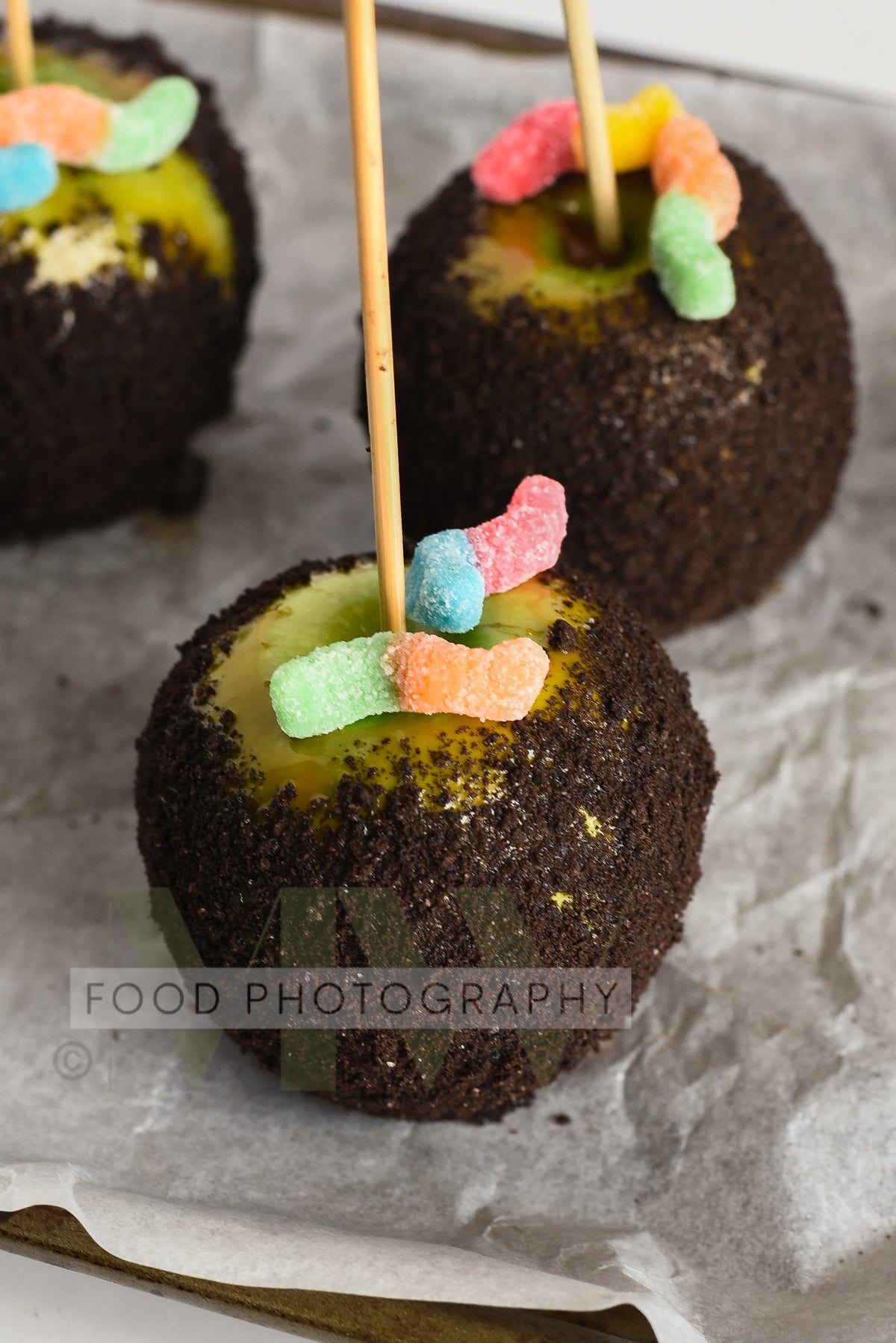 Dirt & Worms Caramel Apples