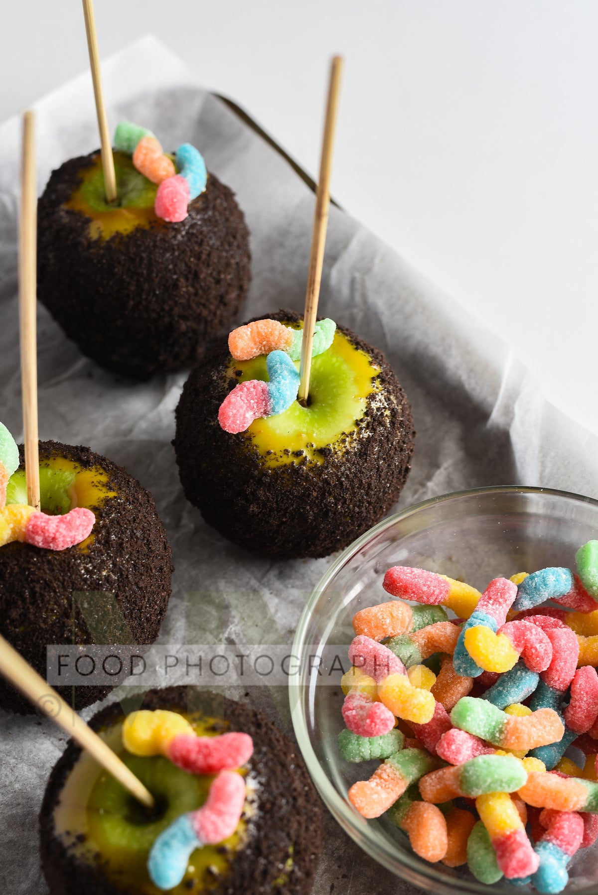 Dirt & Worms Caramel Apples